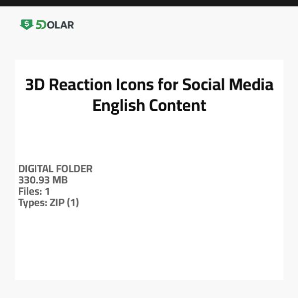 3D Reaction Icons for Social Media - English Content