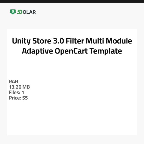Unity Store 3.0 Filter - Multi-Module Adaptive OpenCart Template