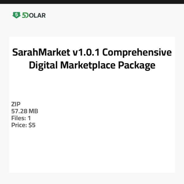 SarahMarket v1.0.1 - Comprehensive Digital Marketplace Package