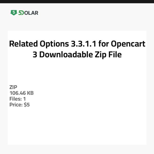 Related Options 3.3.1.1 for Opencart 3 - Downloadable Zip File