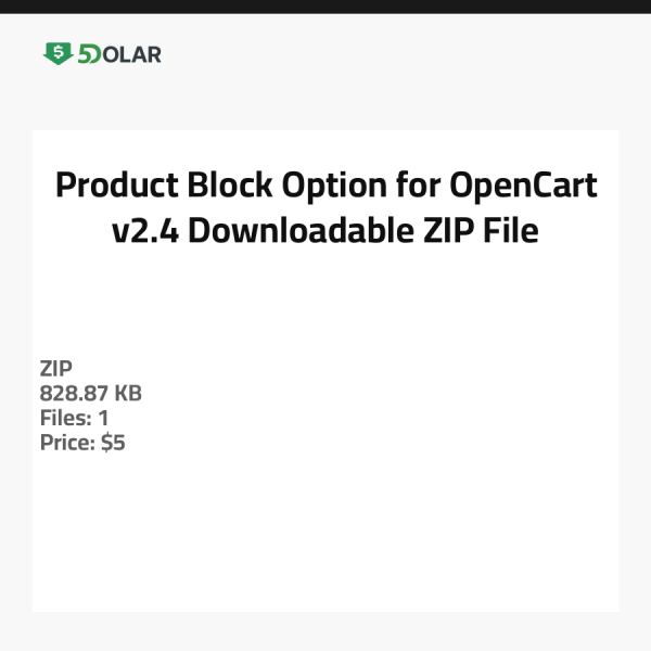 Product Block Option for OpenCart v2.4 - Downloadable ZIP File